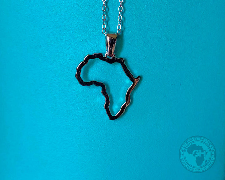 Petite Map of Africa Yellow Gold Outline Pendant &amp; Chain 45cm
