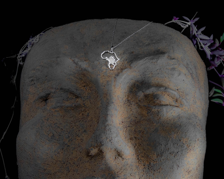 Map of Africa Protea Silver Pendant &amp; Chain 45cm