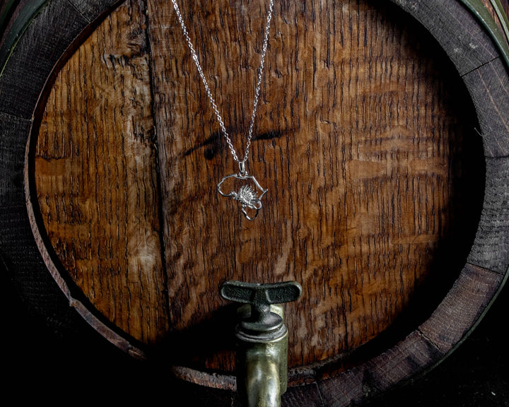 Map of Africa Protea Silver Pendant &amp; Chain 45cm