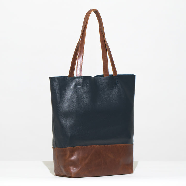 Lara 2 Tone Moroccan Brown &amp; Navy Leather Bag