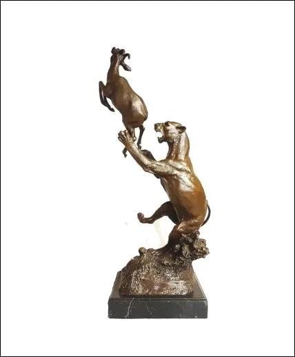 Lioness &amp; Buck Bronze Sculpture