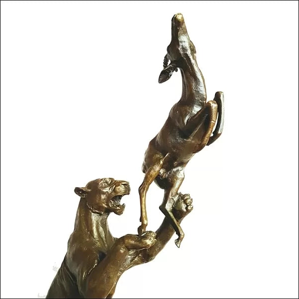 Lioness &amp; Buck Bronze Sculpture