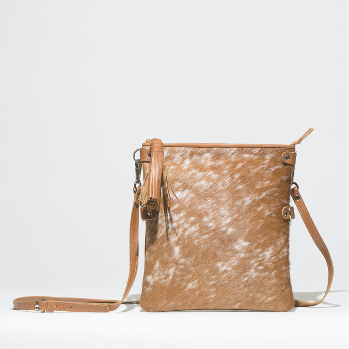 Mini Fold Over Zip Top Cowhide Bag