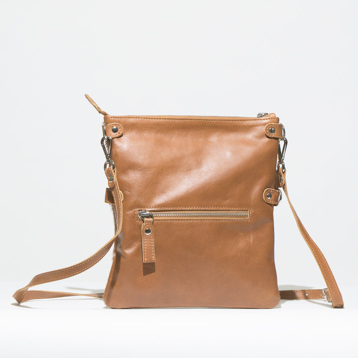 Mini Fold Over Zip Top Cowhide Bag
