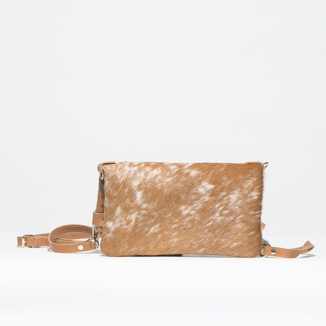 Mini Fold Over Zip Top Cowhide Bag