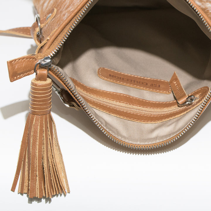 Mini Fold Over Zip Top Cowhide Bag