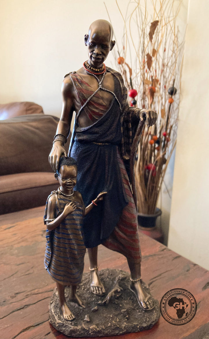 Mwana African Figurine Bronze Sculpture