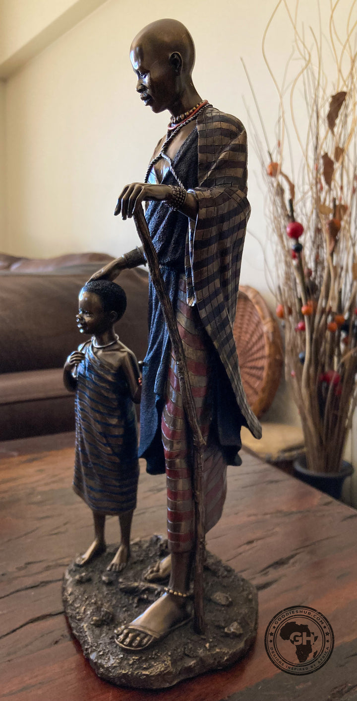 Mwana African Figurine Bronze Sculpture