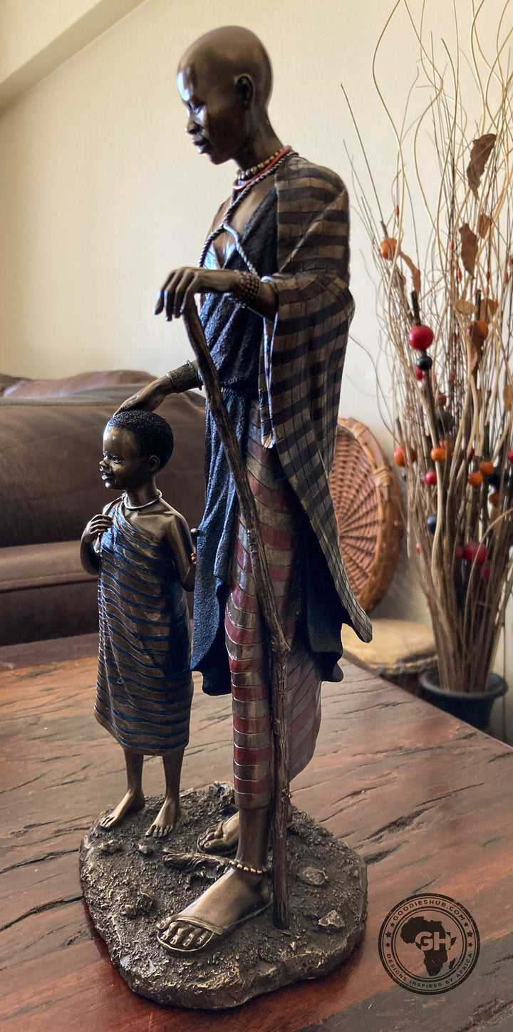 Mwana African Figurine Bronze Sculpture
