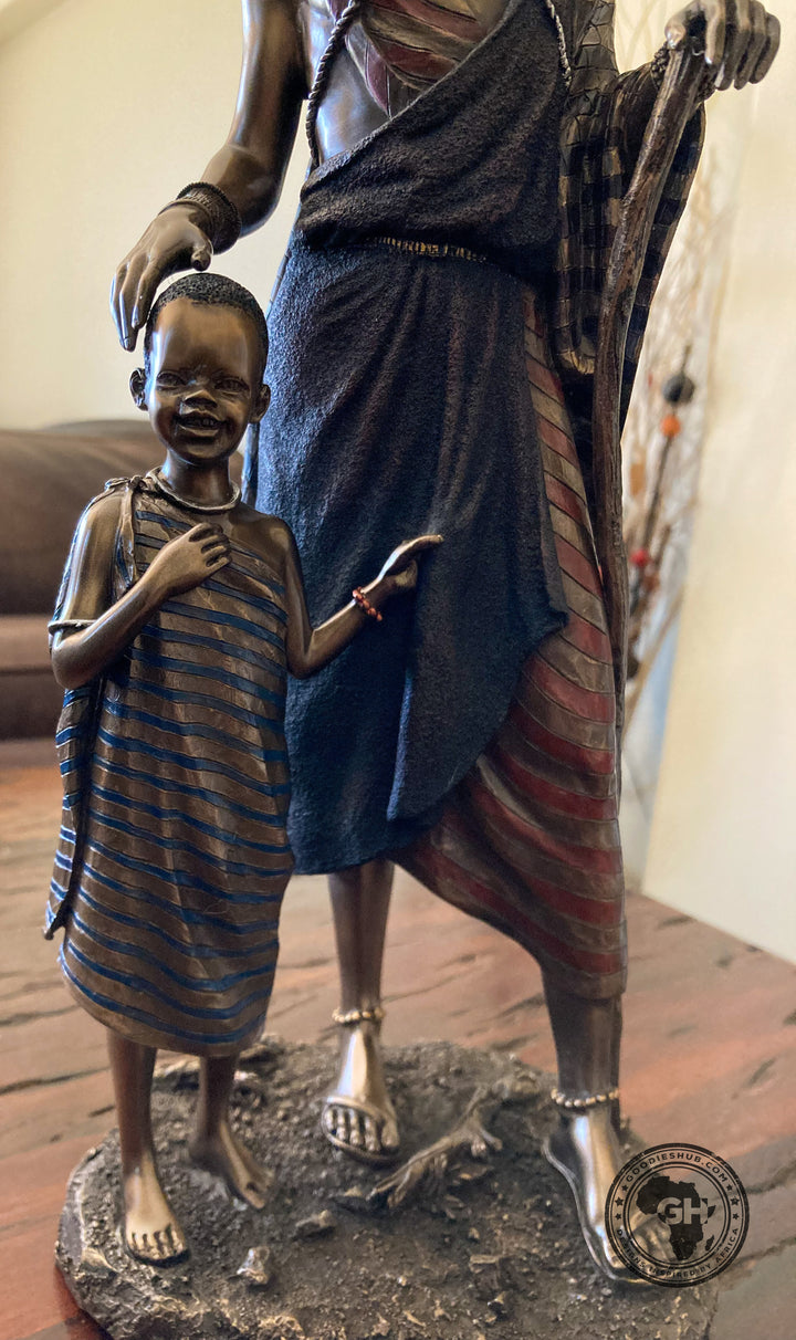 Mwana African Figurine Bronze Sculpture