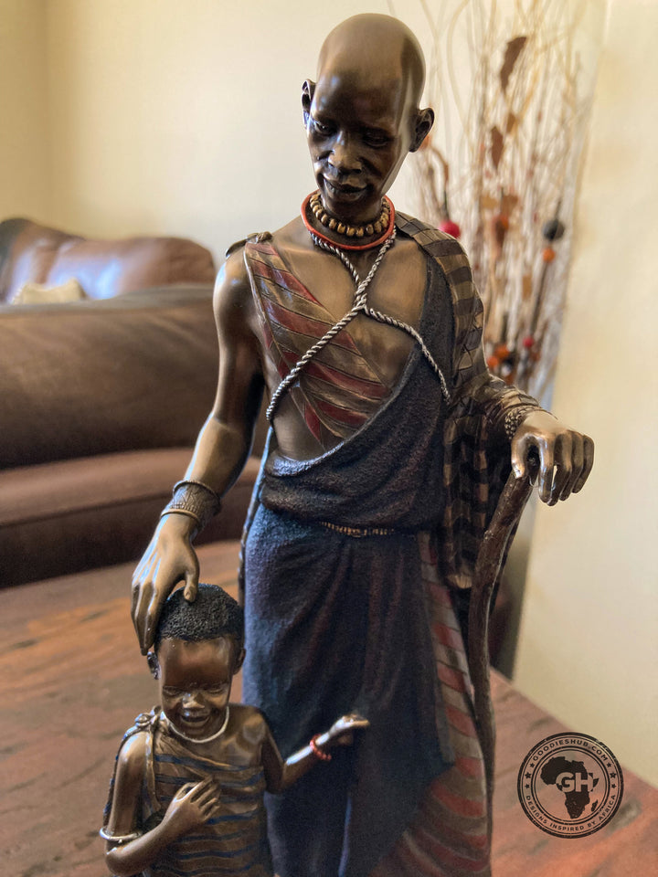 Mwana African Figurine Bronze Sculpture