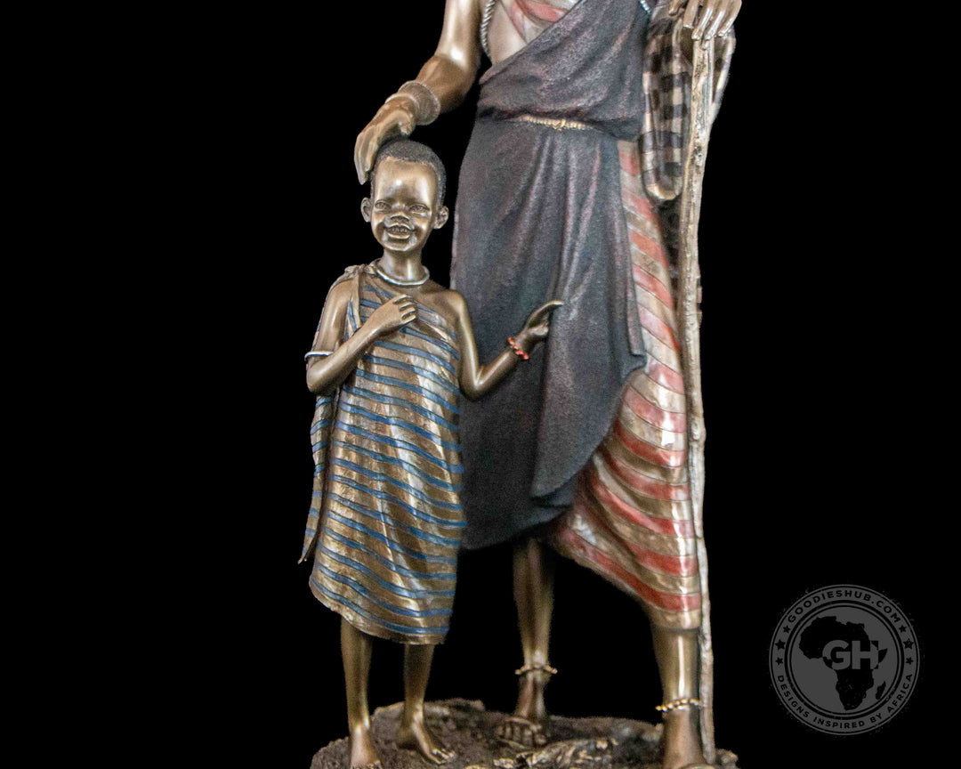 Mwana African Figurine Bronze Sculpture