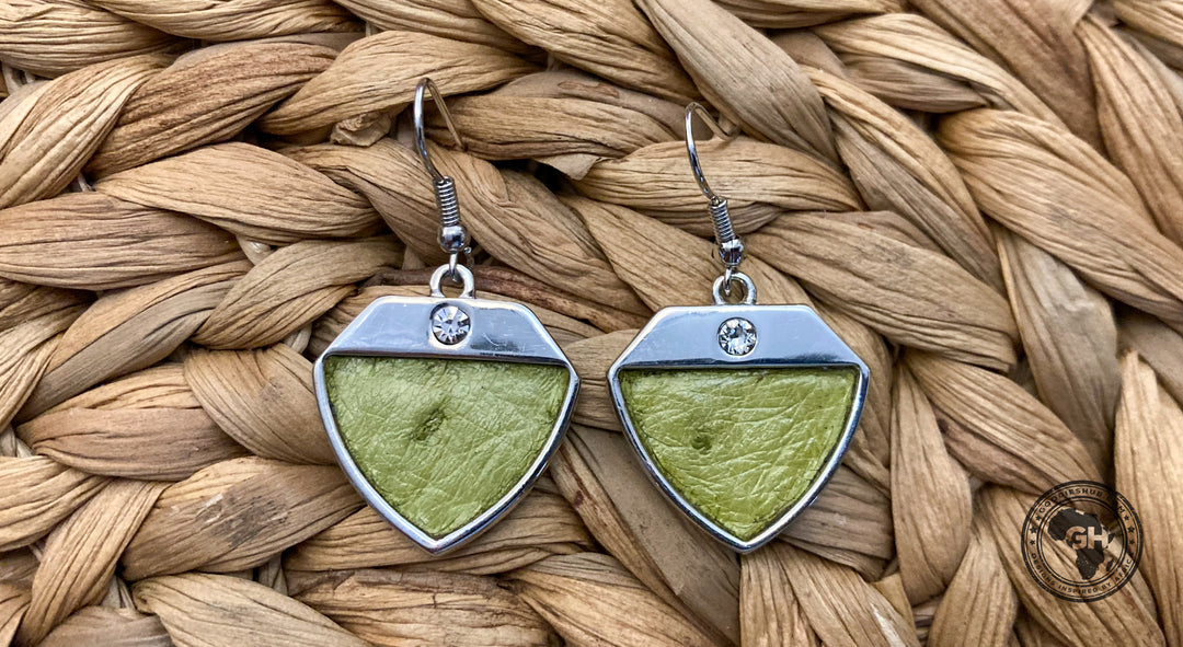 Ostrich Leather Earring - Chartreuse