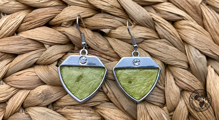 Ostrich Leather Earring - Chartreuse