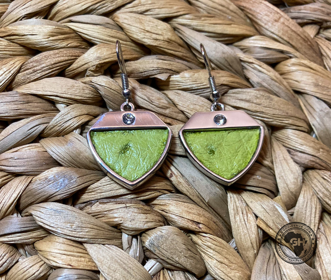 Ostrich Leather Earring - Chartreuse