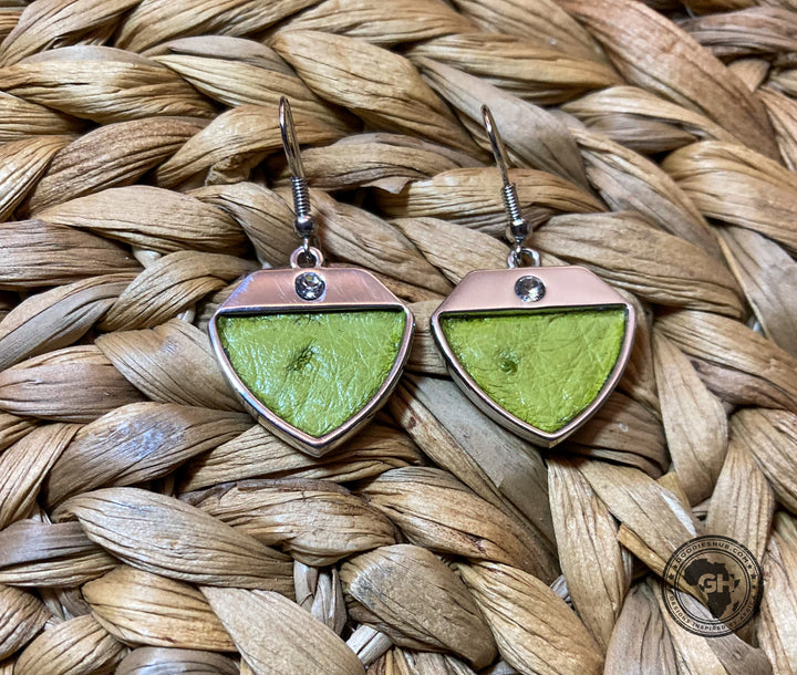 Ostrich Leather Earring - Chartreuse