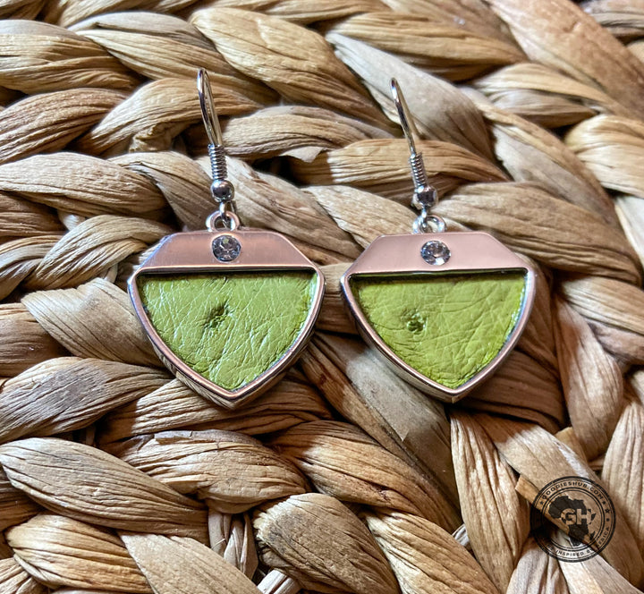 Ostrich Leather Earring - Chartreuse
