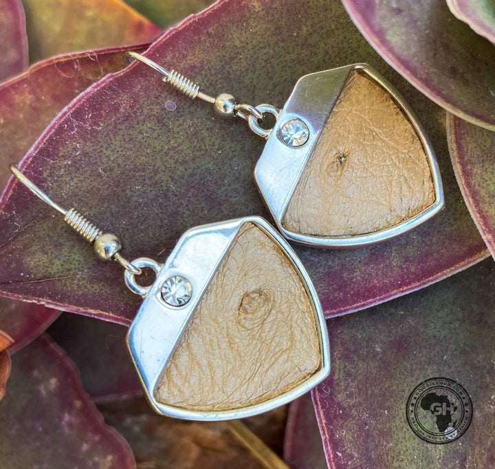 Ostrich Leather Earring - Oryx