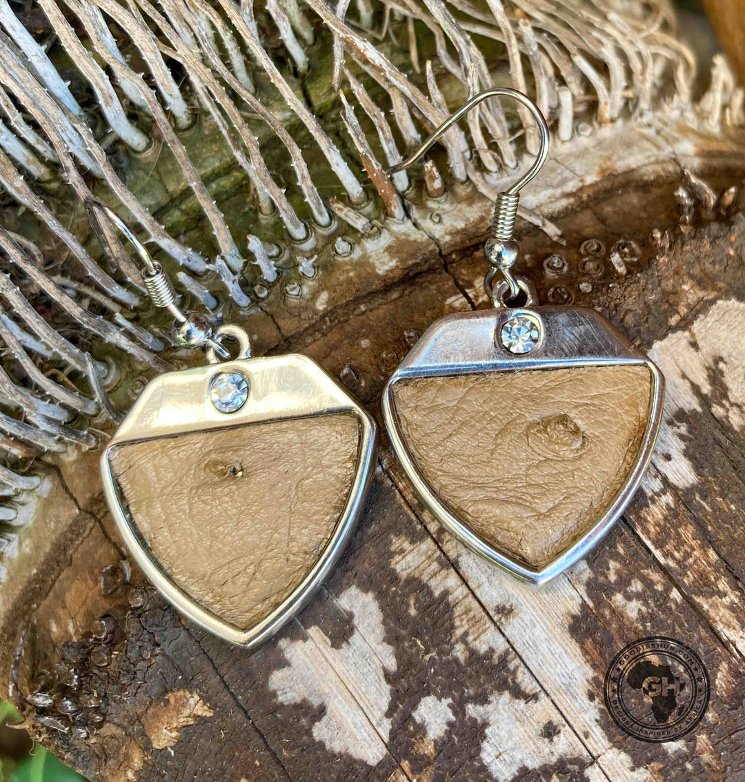 Ostrich Leather Earring - Oryx