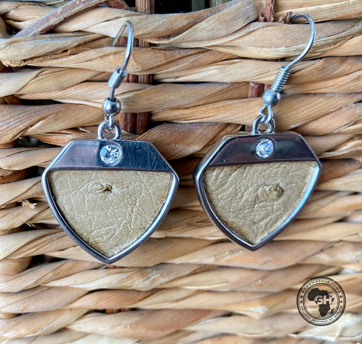Ostrich Leather Earring - Oryx