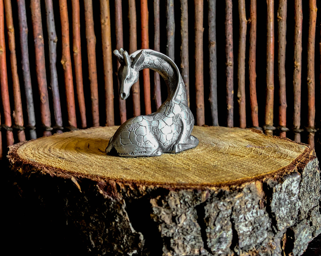 Giraffe Sitting Pewter Sculpture