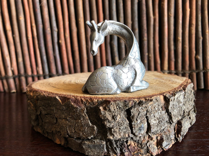 Giraffe Sitting Pewter Sculpture