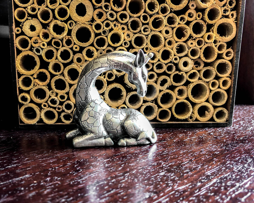 Giraffe Sitting Pewter Sculpture