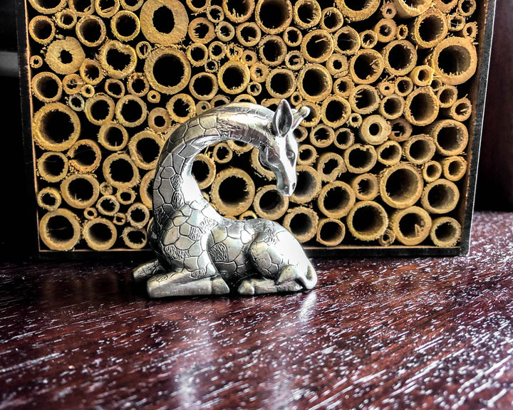 Giraffe Sitting Pewter Sculpture