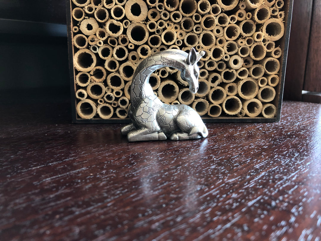 Giraffe Sitting Pewter Sculpture