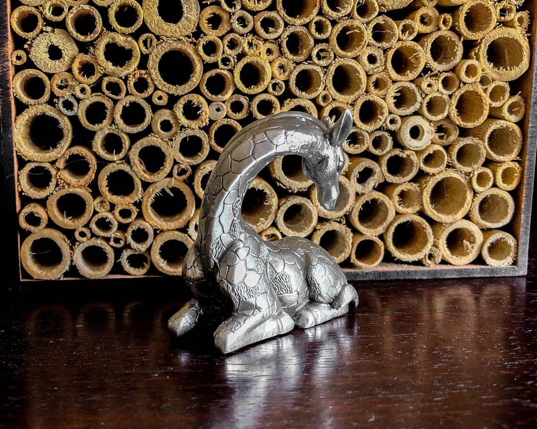 Giraffe Sitting Pewter Sculpture