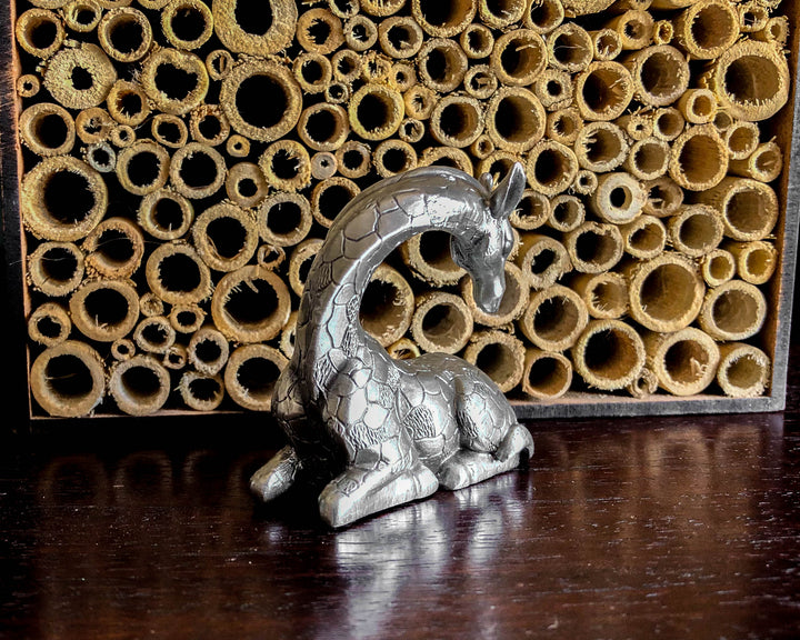 Giraffe Sitting Pewter Sculpture