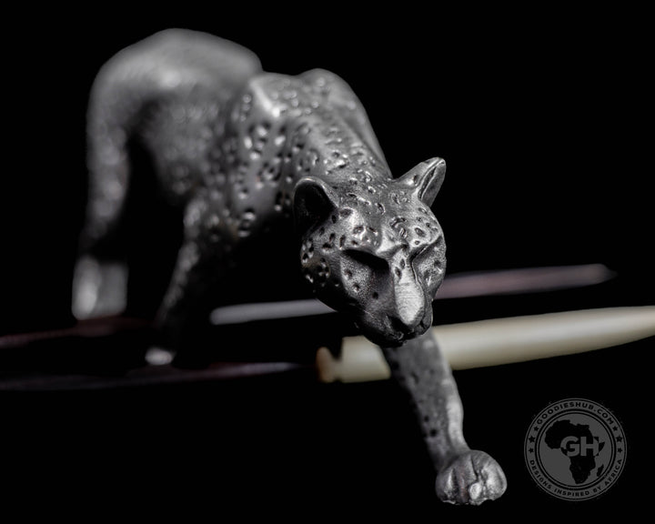 Leopard Walking Pewter Sculpture