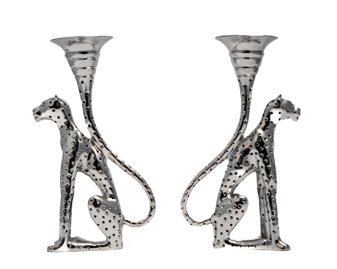 Candlestick Medium (Pair) - Cheetah Africa Collection - Diana Carmichael