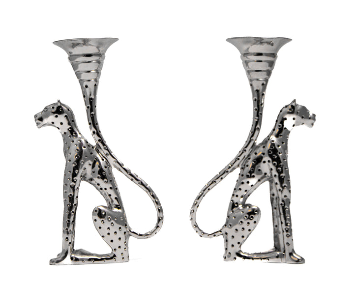 Candlestick Medium (Pair) - Cheetah Africa Collection - Diana Carmichael