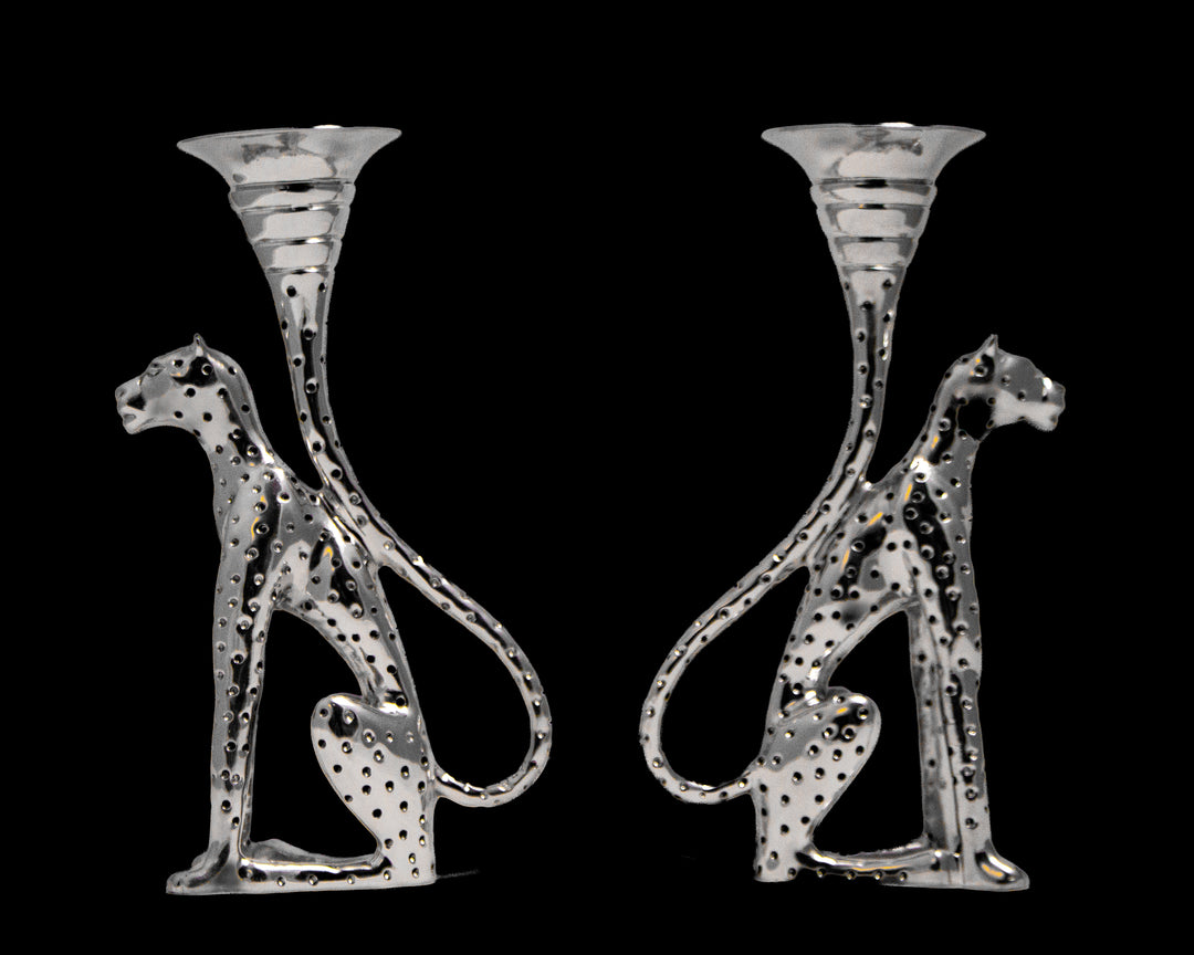 Candlestick Medium (Pair) - Cheetah Africa Collection - Diana Carmichael
