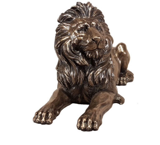 African Lion Lying Bronzed Sculpture