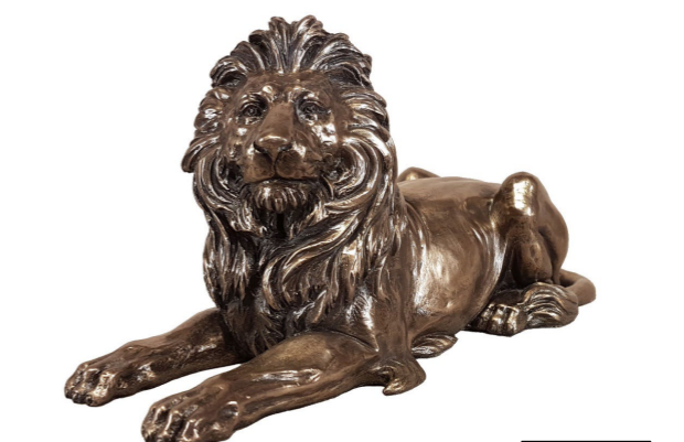 African Lion Lying Bronzed Sculpture