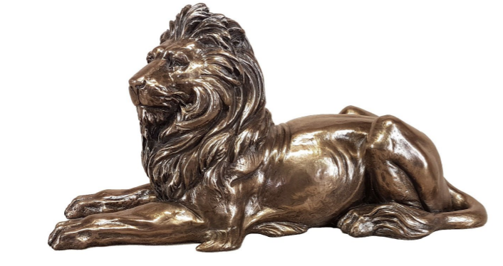African Lion Lying Bronzed Sculpture