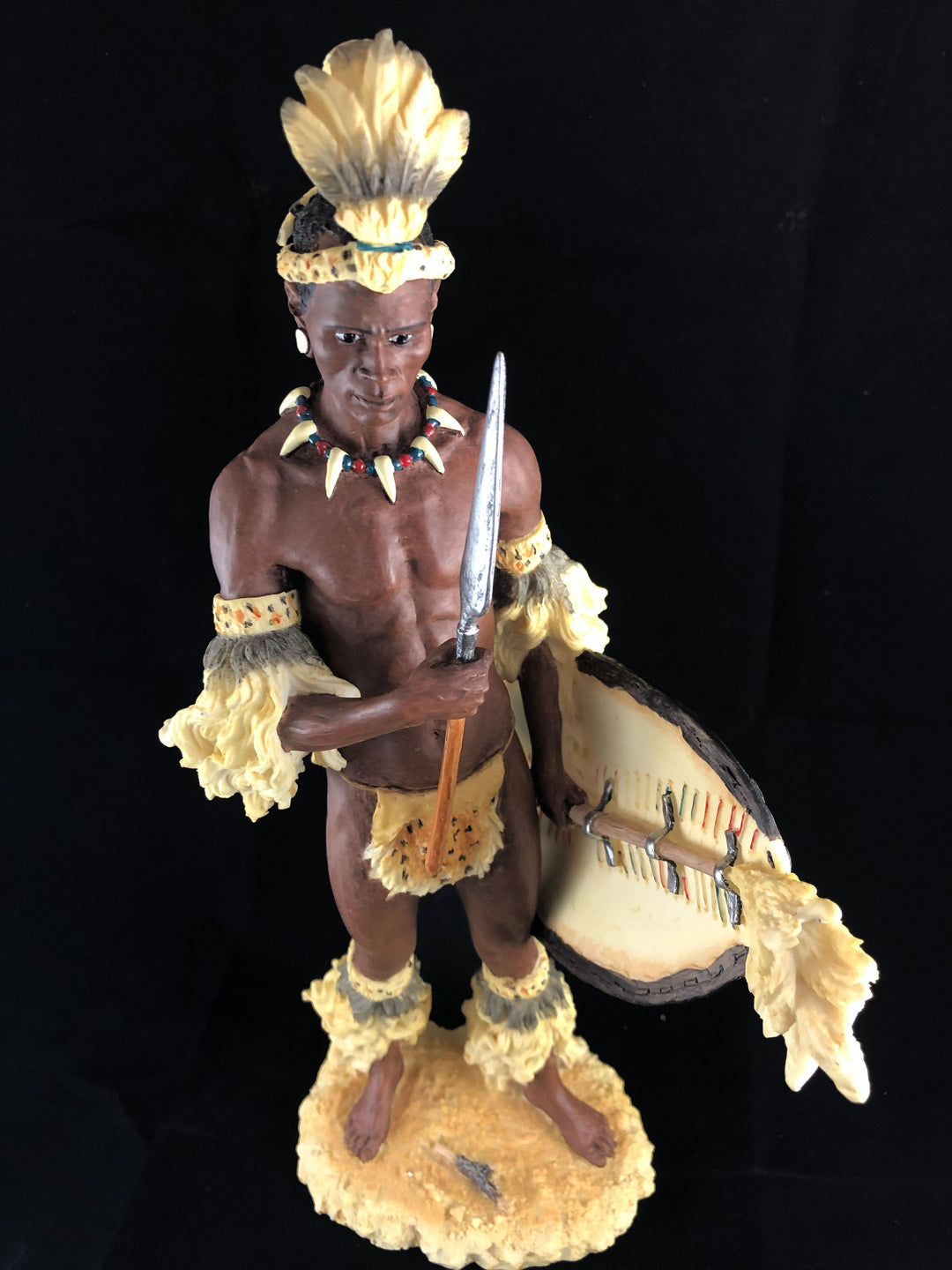 Shaka Zulu King African Figurine Bronze Hand Painted Sculpture
