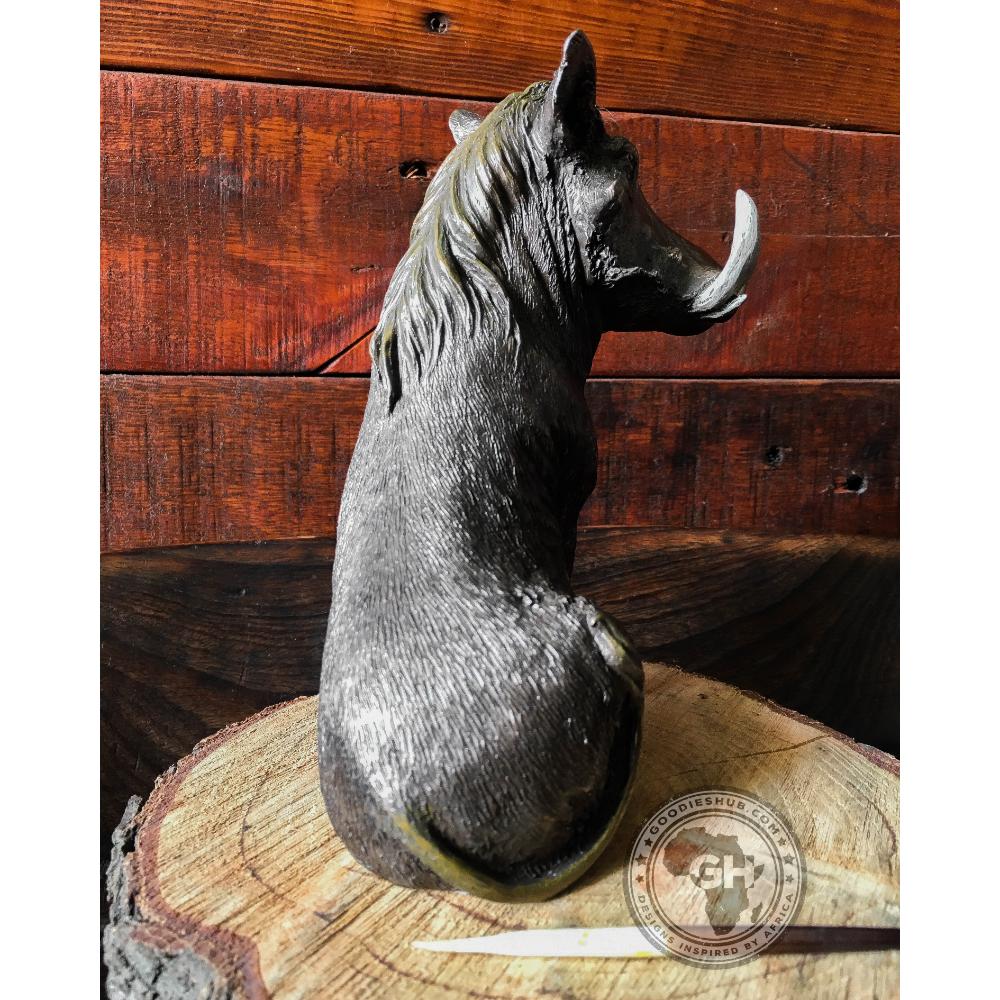 Warthog Sitting Bronzed Sculpture
