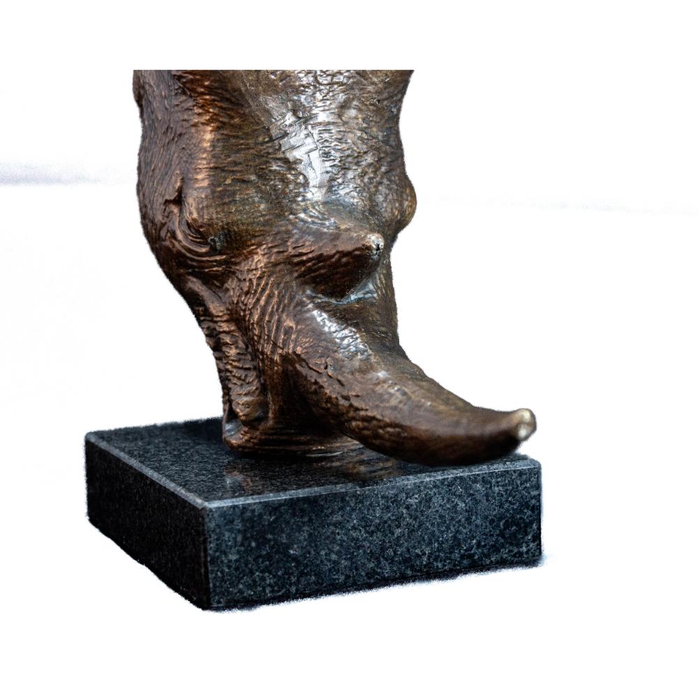 White Rhino Head on Marble Base Bronze Sculpture
