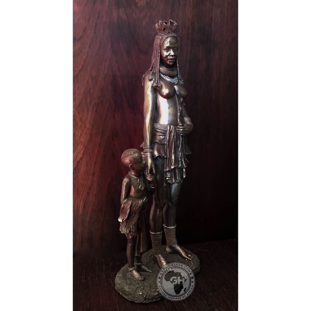 Himba Mother African Figurine Bronze Sculpture