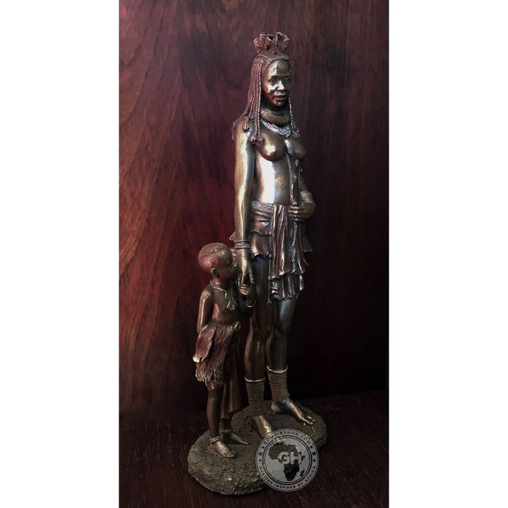 Himba Mother African Figurine Bronze Sculpture