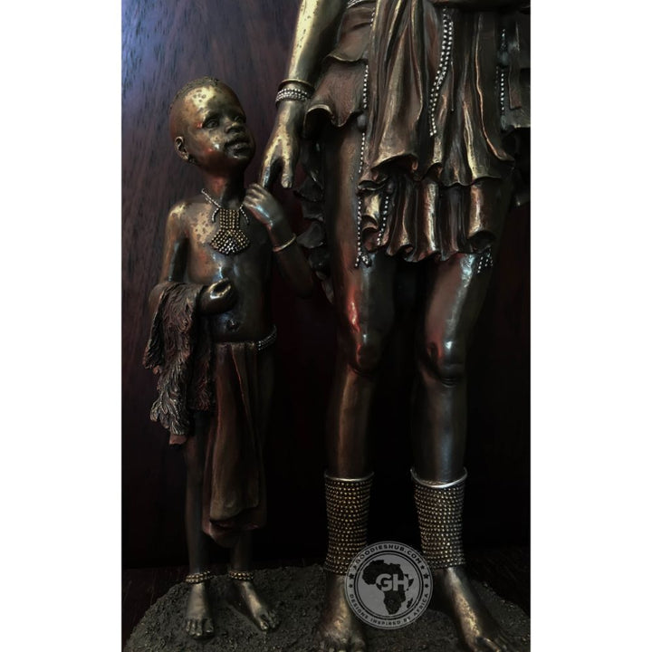 Himba Mother African Figurine Bronze Sculpture