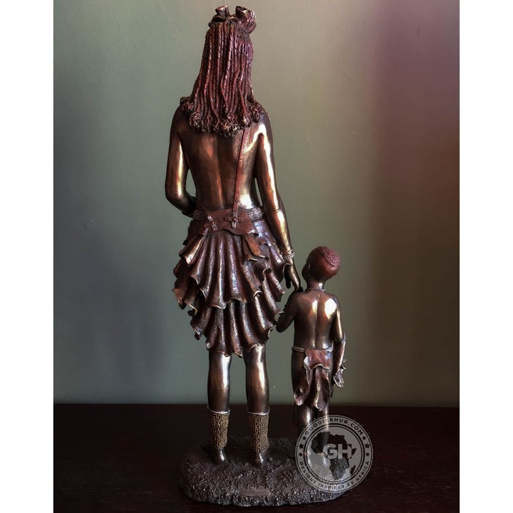 Himba Mother African Figurine Bronze Sculpture