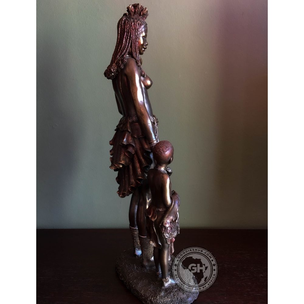 Himba Mother African Figurine Bronze Sculpture