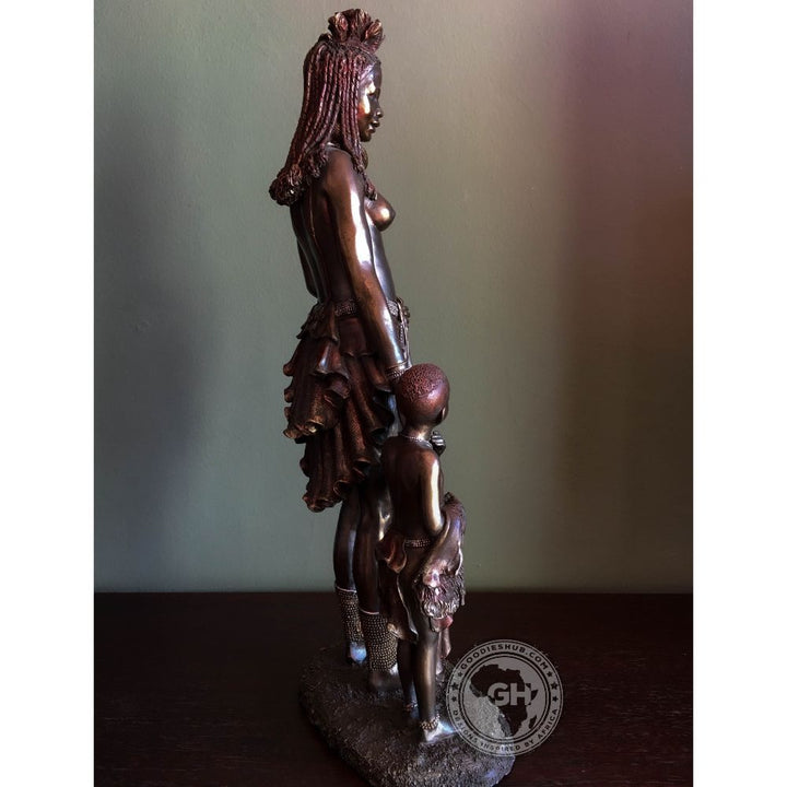 Himba Mother African Figurine Bronze Sculpture