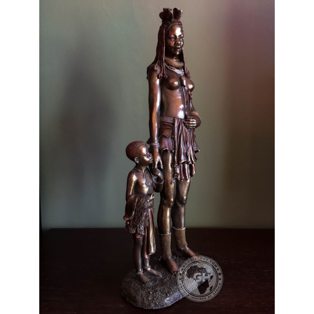Himba Mother African Figurine Bronze Sculpture