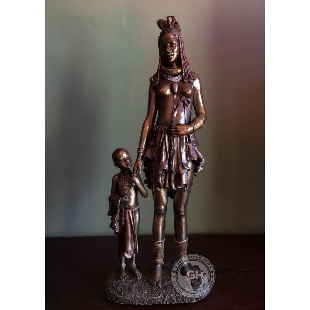 Himba Mother African Figurine Bronze Sculpture