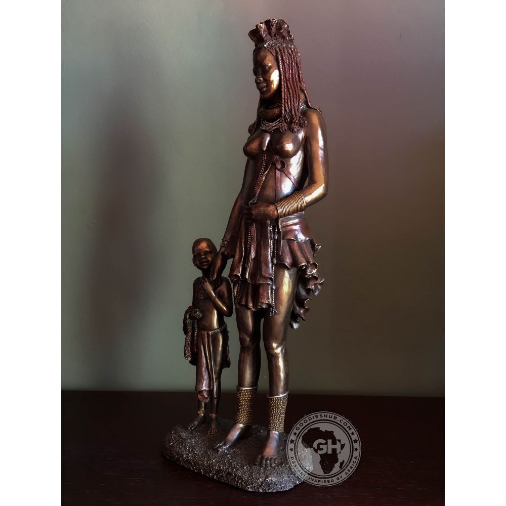 Himba Mother African Figurine Bronze Sculpture